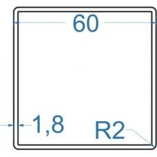 Труба алюмінієва квадратна 60x60x1,8 мм, АД31