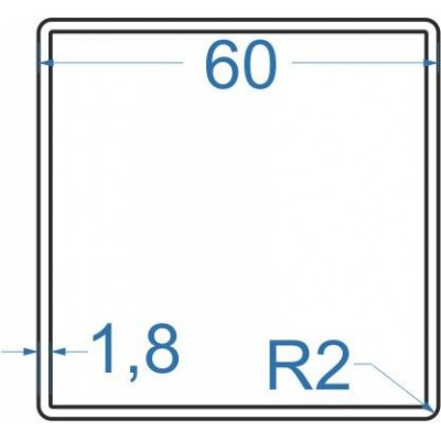 Труба алюмінієва квадратна 60x60x1,8 мм, АД31