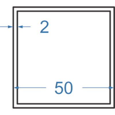 Труба алюмінієва квадратна 50x50x2 мм, АД31
