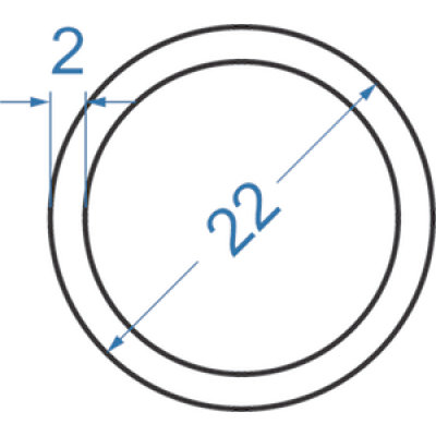Труба алюмінієва кругла ø 22x2 мм, АД31, без покриття